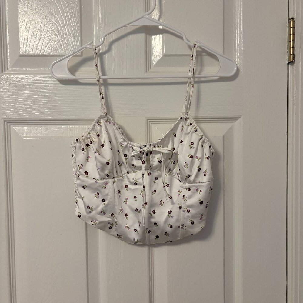 Floral cropped corset tank top